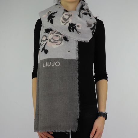 Scarf Liu Jo 70x200 floral grey A68288 T0300