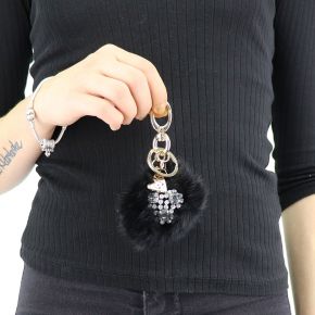 Portachiav Liu Jo black with pom poms N68230 P0150