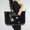 Borsa Liu Jo black shopping velvet Tote Brenta N68060 T9093