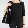 Borsa Liu Jo black shopping velvet Tote Brenta N68060 T9093