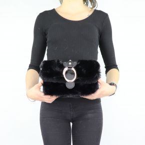 Borsa Liu Jo made of black fur shoulder bag Crossbody Dock N68040 E0218