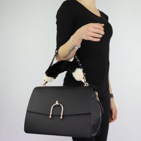 Borsa Liu Jo noir à la main avec la poignée en fourrure N68117 E0037