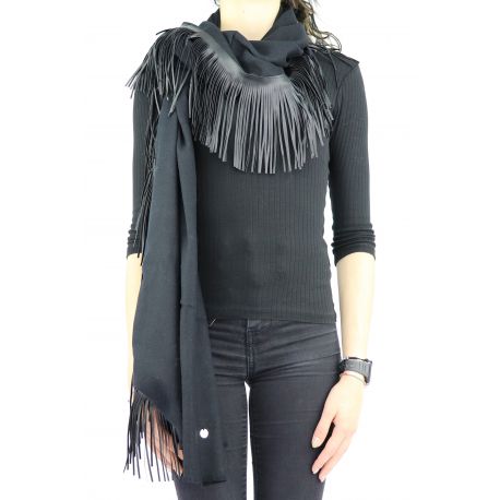 Stole Liu Jo 70x180 fringe black A68252 T0300