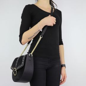 Borsa Liu Jo a fait de velours noir à l'épaule Comasina sac Bandoulière N68108 T0258