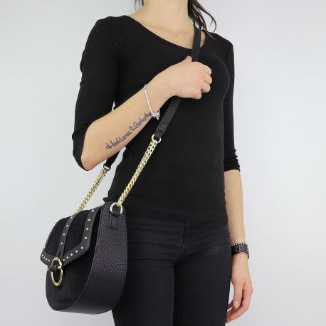 Borsa Liu Jo de terciopelo negro en el hombro Comasina CrossBody N68108 T0258