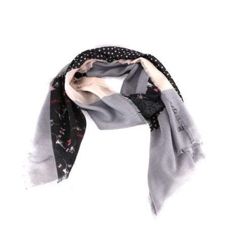 Foulard Liu Jo lima 70x200 mix d'imprimés gris A68246 T0300