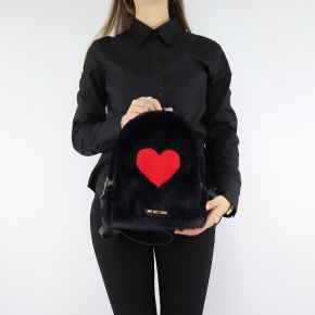 Backpack Love Moschino black fur with red heart JC4327PP06KW100A