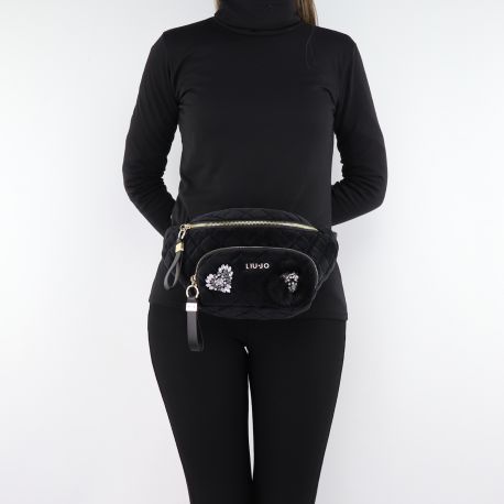 Fanny pack Liu Jo black velvet quilted N68063 T9093