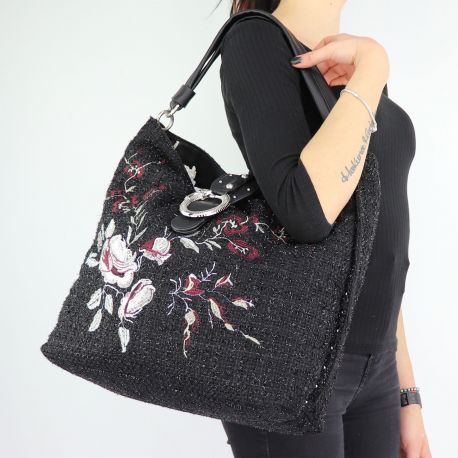 Shoulder bag Liu Jo Hobo the Dock with embroidered flowers size L A68035 T6795