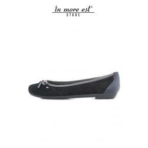 BALLERINA BOW BLACK SUEDE GREY BORDER