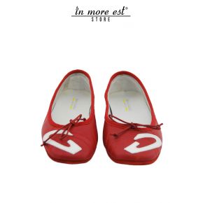 BALLERINA RED SPORTS CALF BOW G LOGO WHITE LEATHER