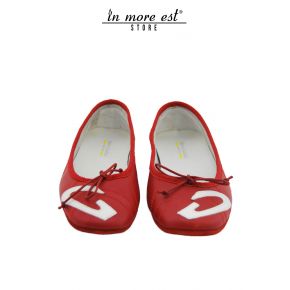 BALLERINE SPORT ROUGE BOW VEAU LOGO G EN CUIR BLANC