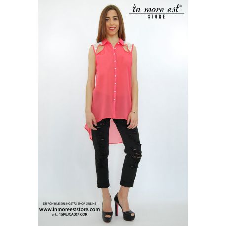 SHIRT ORGANZA CORAL WHITE LACE