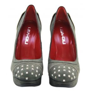 DECOLLETE' TOP NUBUCK SMOKE STUDS/ZIP CLOSURE METAL ARG