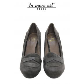 DECOLLETE' HIGH PLATEAU GREY SUEDE BOTTOM CARARMATO RUBBER