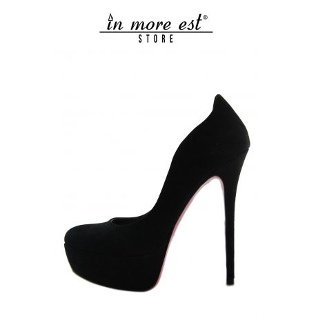 DECOLLETE' HIGH PLATEAU BLACK SUEDE