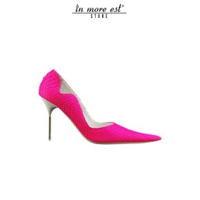 DECOLLETE' TOP TIP FUXIA PYTHON HEELS METAL ARG CYLINDRICAL