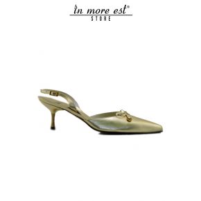 DECOLLETE, LOW-CEREMONY, BOW DETAILING CALF LAMIN GOLD HEEL GOLD TEMPEST SW GOLD