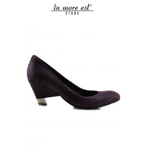 DECOLLETE' LOW COCONUT PURPLE PATENT HEEL METAL SILVER