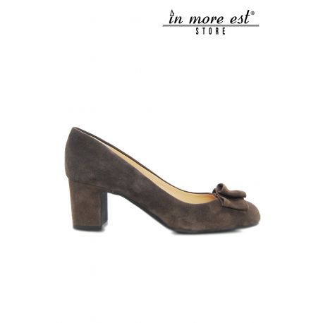 DECOLLETE' LOW BOW SUEDE BROWN
