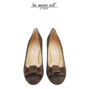 DECOLLETE' LOW BOW SUEDE BROWN