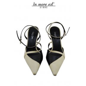 DECOLLETE' LOW TIP, BLACK/CREAM CALF ALLAC ANKLE