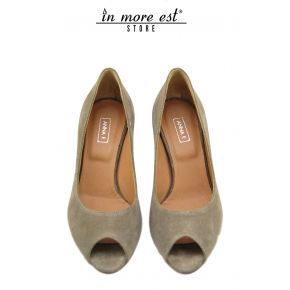 DECOLLETE' LOW POPPED UP SUEDE TAUPE