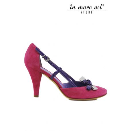 DECOLLETE' MEDIUM SUEDE FUCHSIA RIBBONS AND FIOVVO PURPLE PAINT