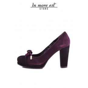 DECOLLETE' MID BOW PLATEAU SUEDE BURGUNDY/BROWN