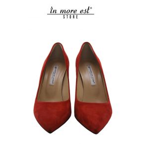 DECOLLETE' MEDIUM TIP-RED SUEDE