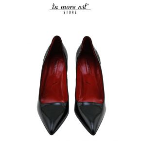 DECOLLETE' MEDIUM BLACK PATENT LEATHER TO THE TOE EMBROIDERY BLACK SIDE LOGO PACIOTTI