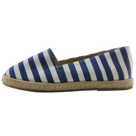 ESPADRILLES TISSÉ RAYÉ BLEU ET BLANC EN BAS DE LA CORDE ET CAOUTCHOUC