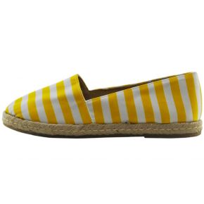 ESPADRILLAS TESSUTO RIGATO GIALLO BIANCO FONDO CORDA E GOMMA