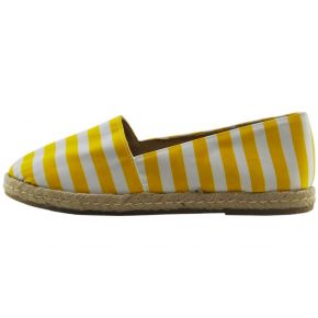 ESPADRILLES WOVEN STRIPED YELLOW WHITE THE BOTTOM ROPE AND RUBBER
