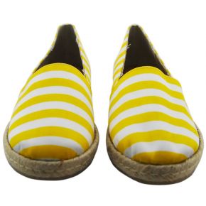 ESPADRILLAS TESSUTO RIGATO GIALLO BIANCO FONDO CORDA E GOMMA