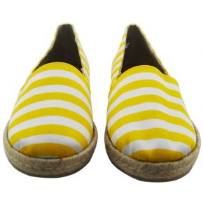 ESPADRILLES WOVEN STRIPED YELLOW WHITE THE BOTTOM ROPE AND RUBBER