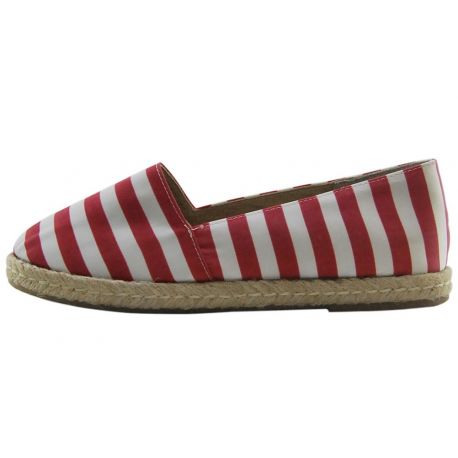 ESPADRILLES WOVEN STRIPED RED WHITE BOTTOM ROPE AND RUBBER