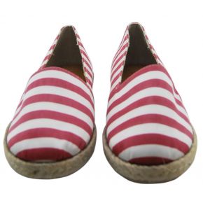 ESPADRILLES WOVEN STRIPED RED WHITE BOTTOM ROPE AND RUBBER