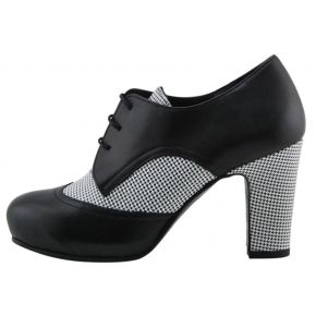 FRANCESINA HEEL MIDDLE CALF BLACK GROUND B/N