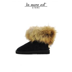 MAMMHUT BLACK SUEDE REAL FUR BROWN