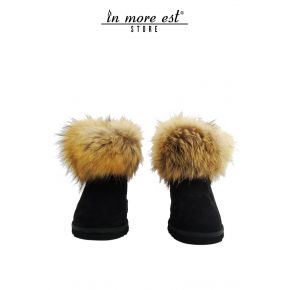 MAMMHUT BLACK SUEDE REAL FUR BROWN