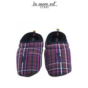 LA PANTOUFLE DE LA MAISON PLAID VIOLET COTON CHAUD