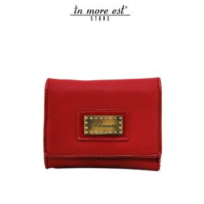 WALLET CALF RUBY RED EDGING RED PAINT GLOSSY PLAC METAL BRONZE LOGO BLUMARINE AND SW