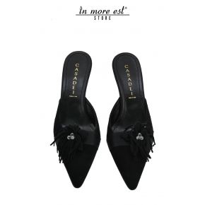 CHAUSSURE MOYENNE PAPILLON NOIR EN DAIM EN CUIR