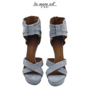 SANDAL HIGH SUEDE LIGHT BLUE STRAP ANKLE