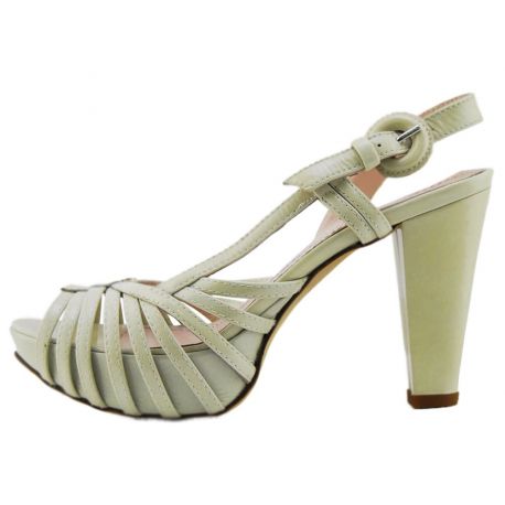 SANDAL HIGH SPUNT PLATEAU IVORY PAINT