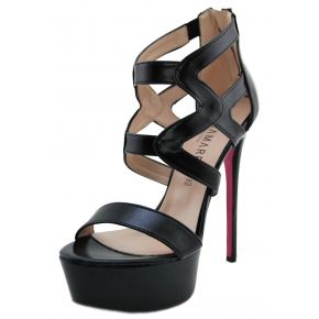 SANDAL WITH HEEL AND PLATEAU LEATHER BLACK ALTRAMAREA