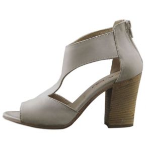 SANDAL WITH HEEL LEATHER DOVE GREY