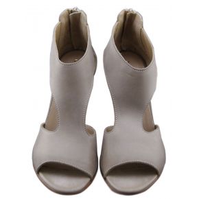 SANDAL WITH HEEL LEATHER DOVE GREY