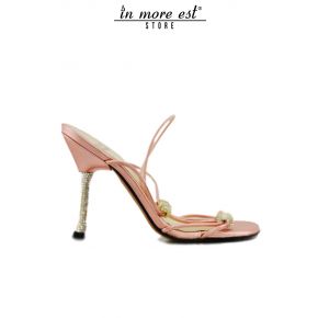 SANDAL MEDIUM CEREMONY PINK SATIN PLATES/HEEL METAL GOLD STUDDED SW ELASTICATED ANKLE INSOLE CALF LAMIN GOLD